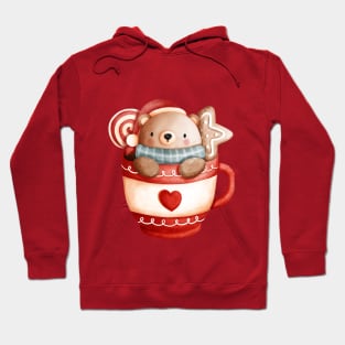 Christmas Teddy Bear in a Cup Hoodie